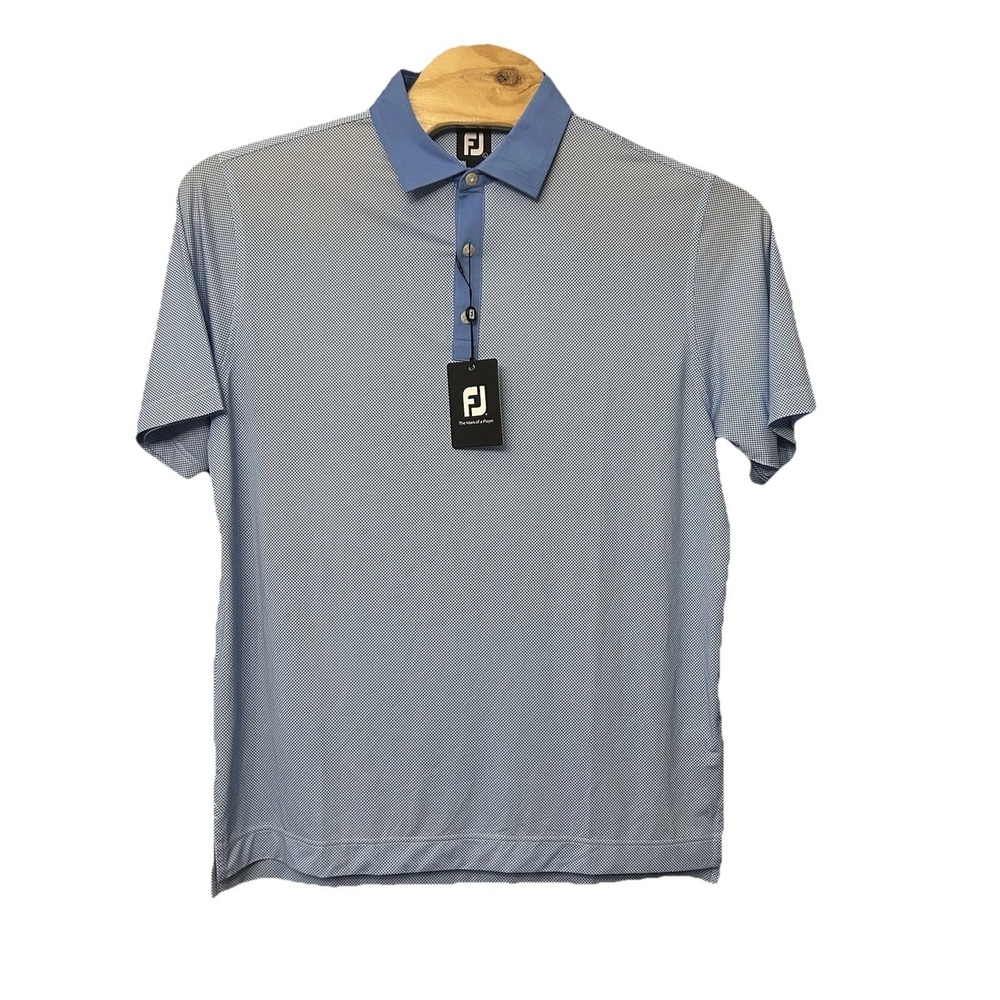 NEW FootJoy FJ 26627 Stretch Lisle Minicheck Self Collar Lagoon/White Size Large